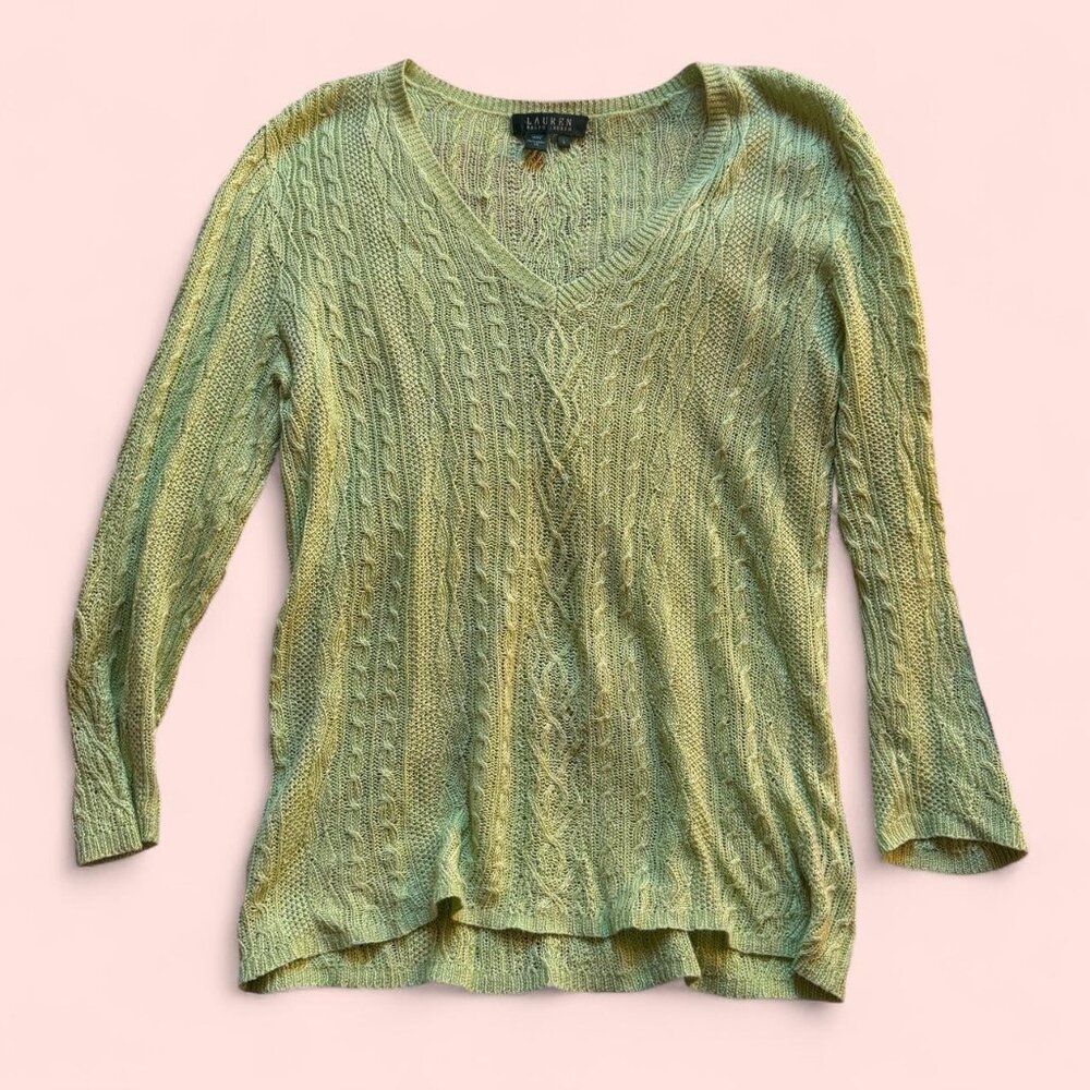 Linen Lime Green Jumper Ralph Lauren